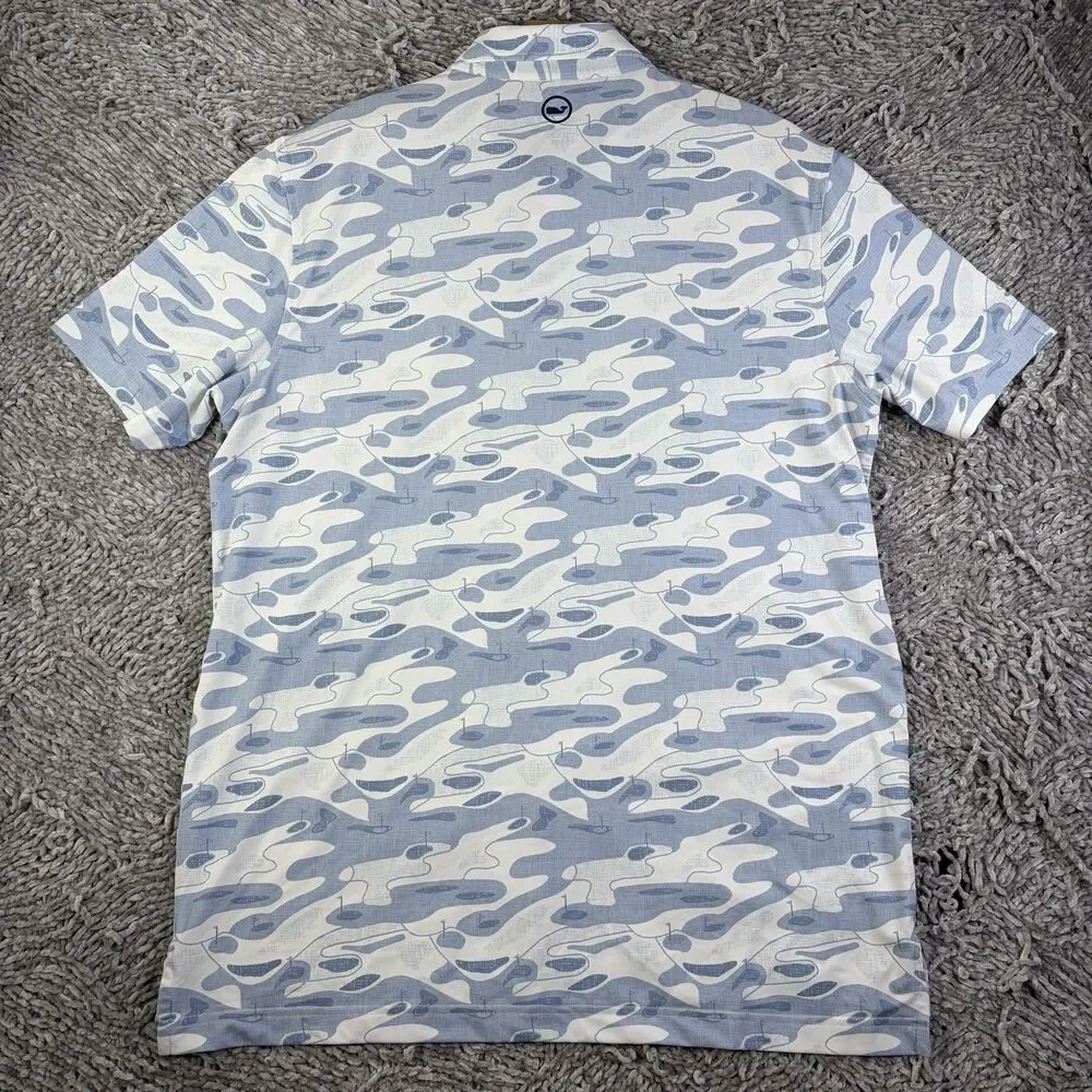 Vineyard Vines Performance Polo Mens Medium Camo Golf Course Stretch AOP Brrr